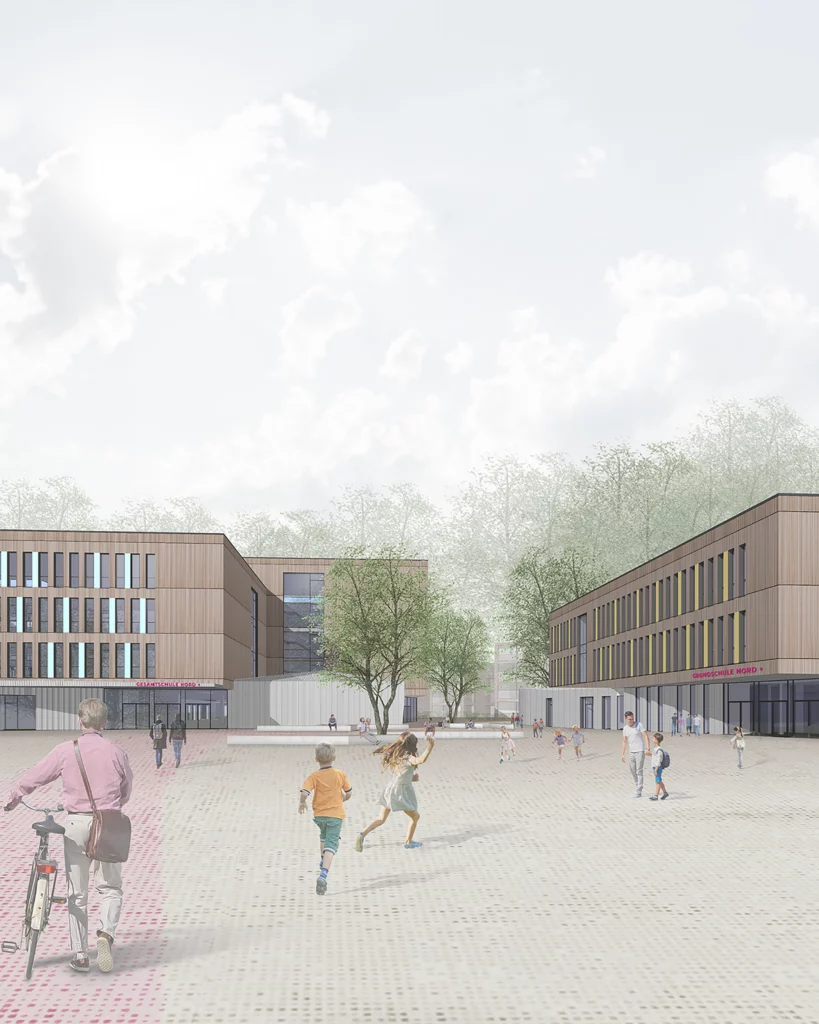 Gesamtschule Nord+ Perspektive Außenraum Gesamtschule Nord Perspektive Aussenraum